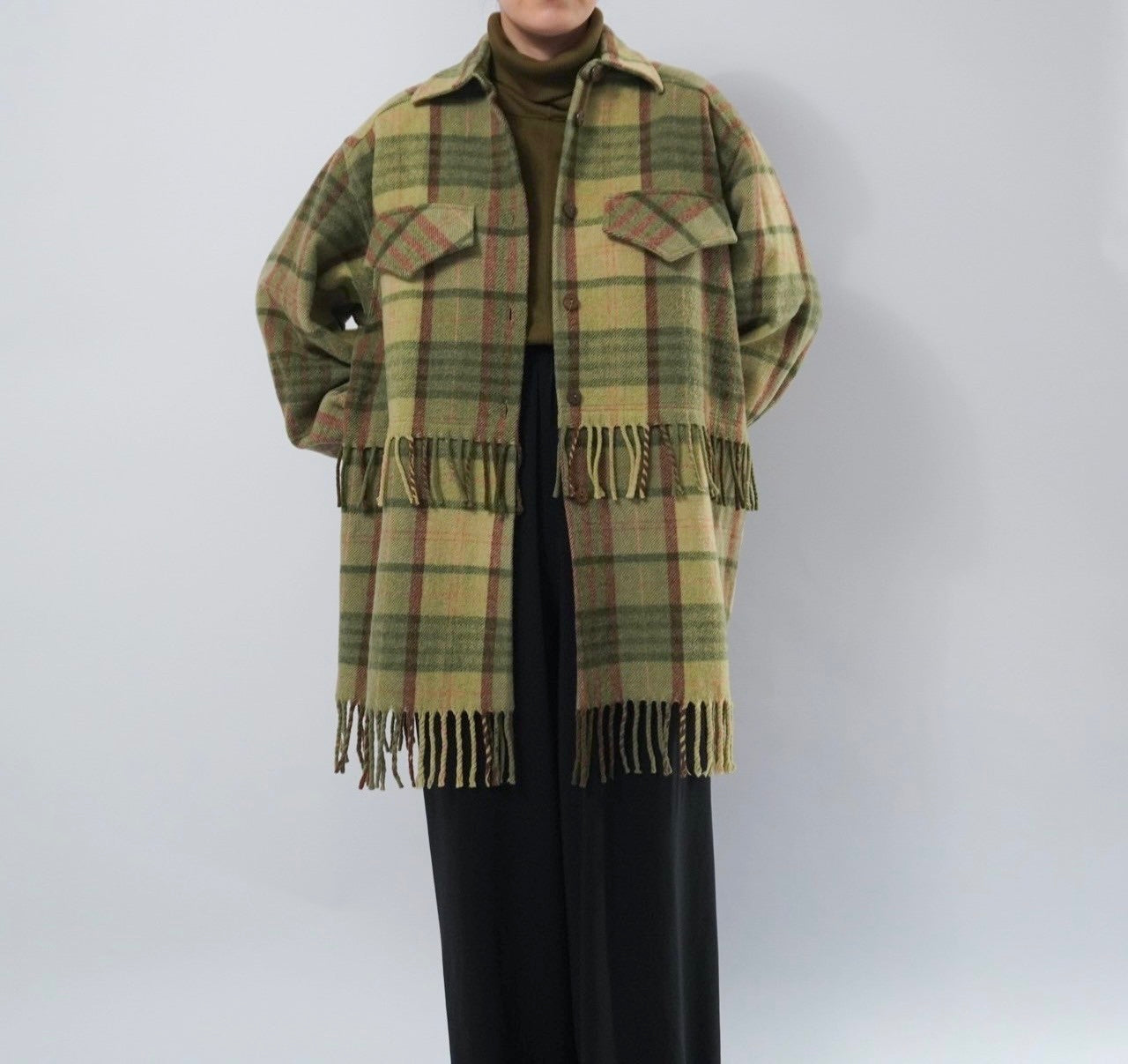 80s Plaid Fringe Design jacket Made in Italy