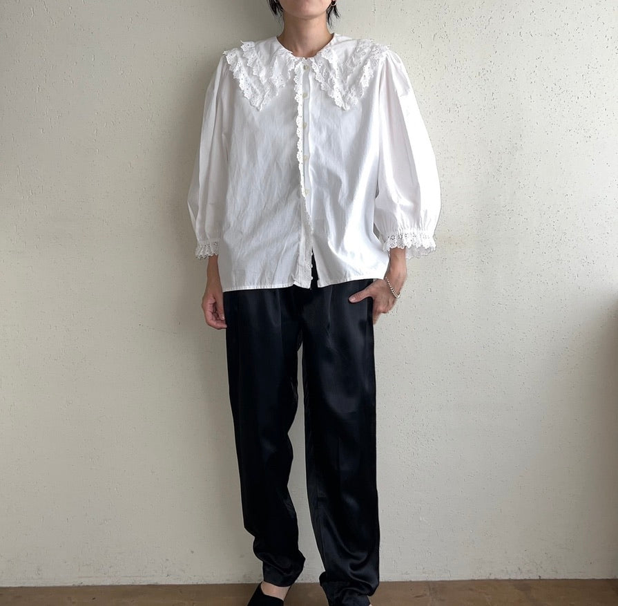 90s Cotton Lace Blouse Made in Austria