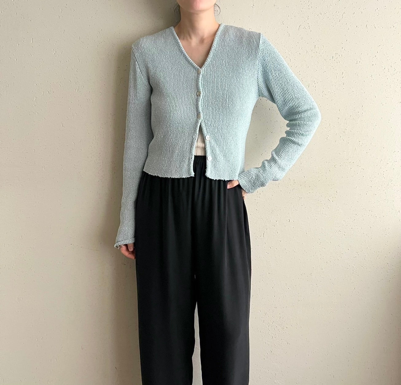 90s Ribbed Cardigan Made in USA