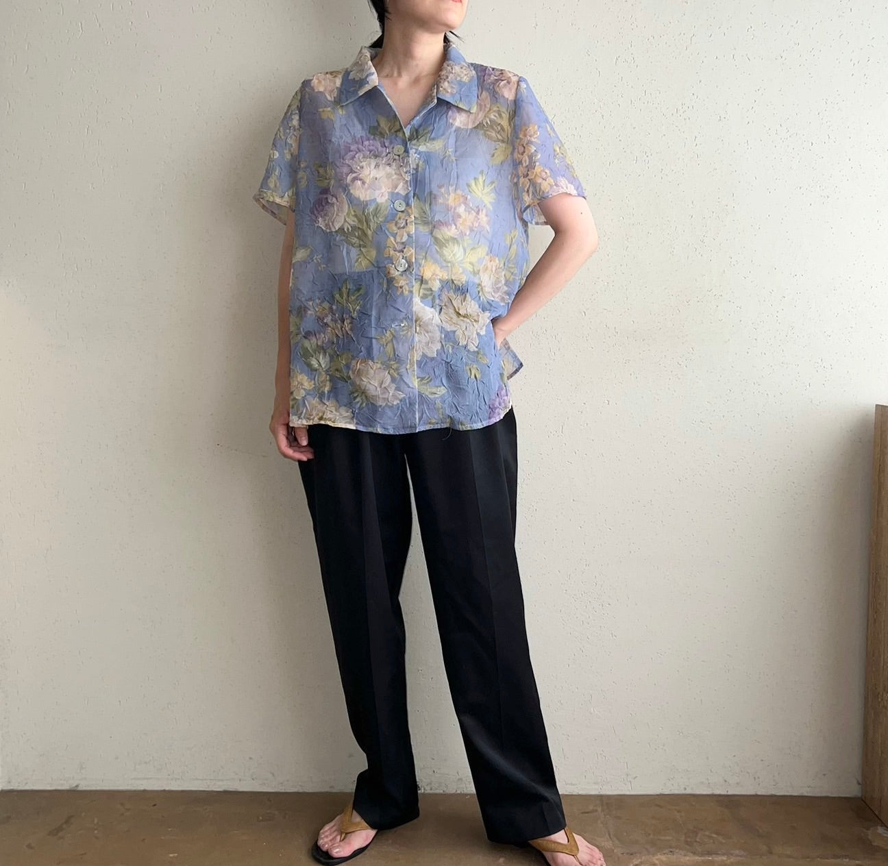 90s Printed Sheer Shirt