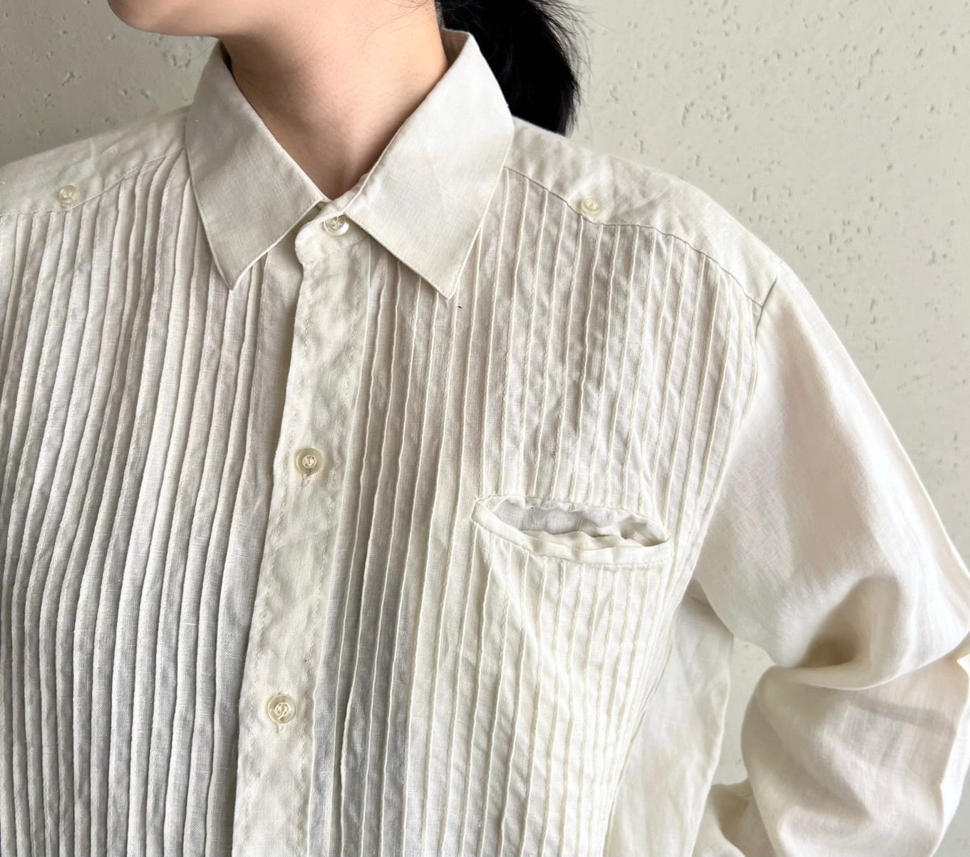 90s Pleated Design Shirt