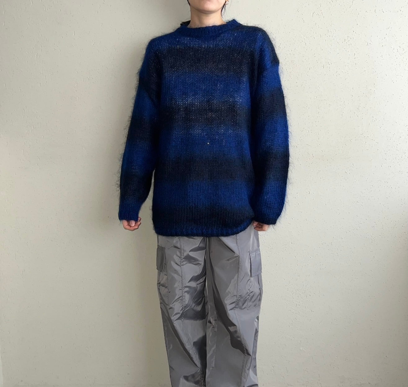 90s Black x Blue Mohair Knit