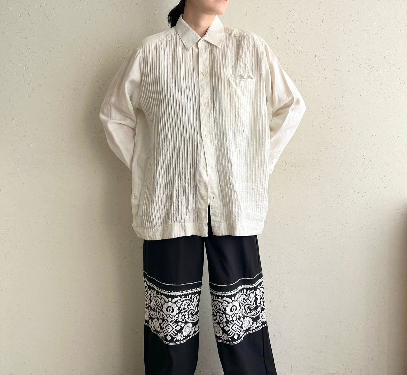 90s Pleated Design Shirt