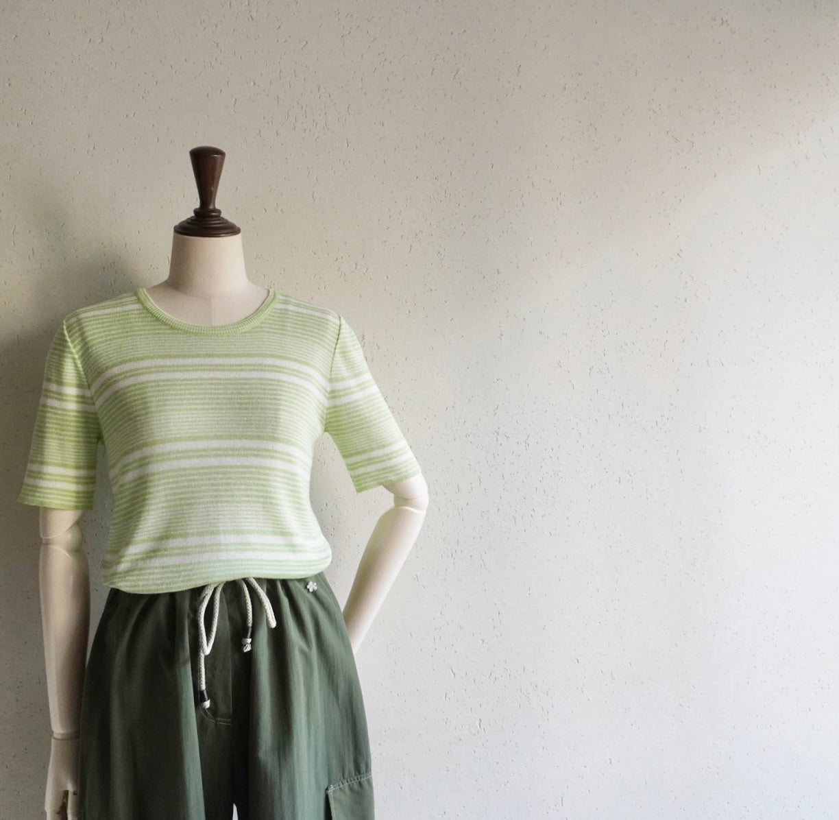 70s Green Striped Top