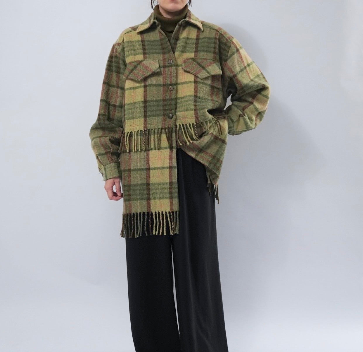 80s Plaid Fringe Design jacket Made in Italy