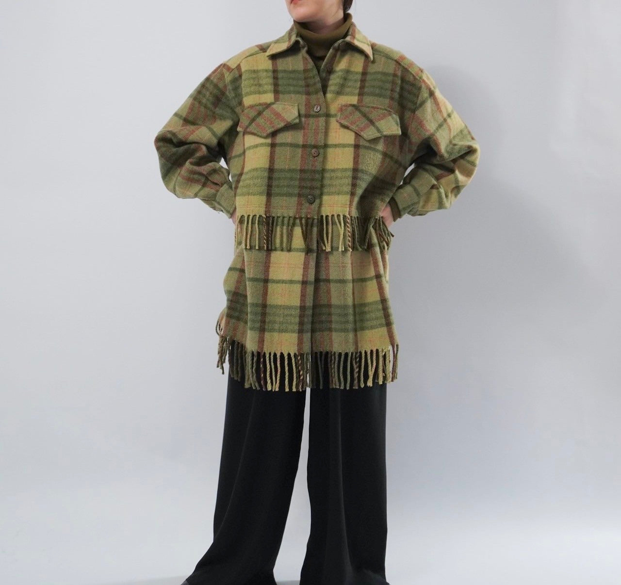 80s Plaid Fringe Design jacket Made in Italy