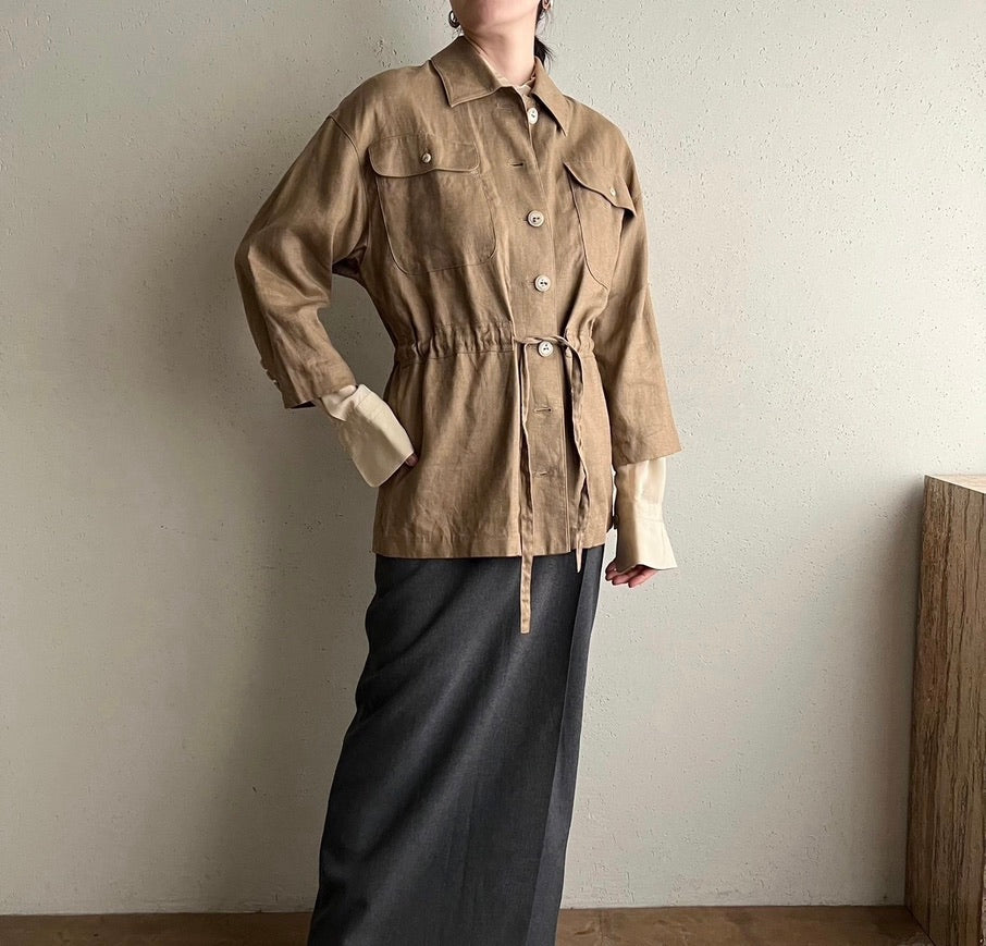 90s Linen Belted Jacket