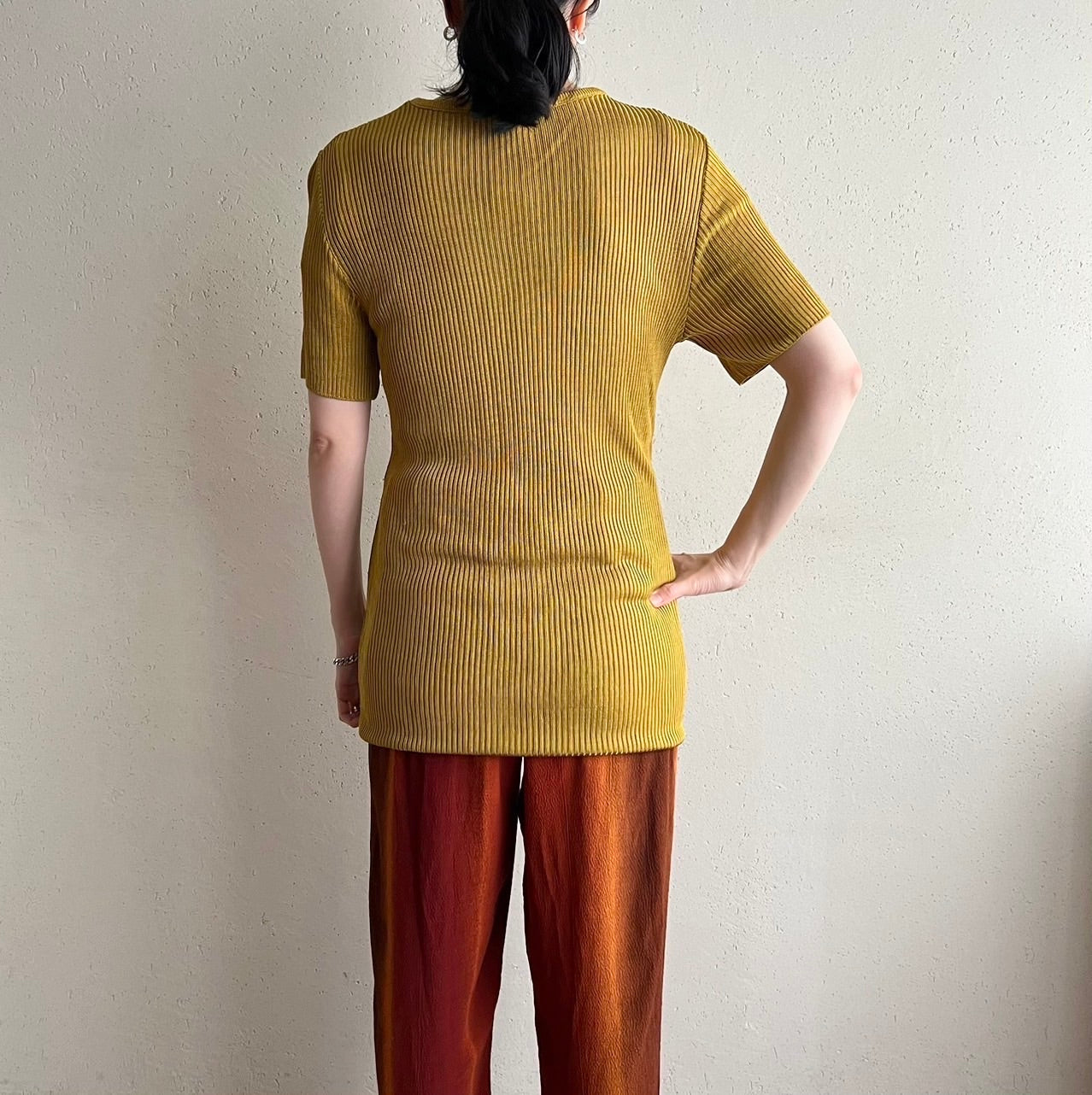 90s Ribbed Long Top Made in USA