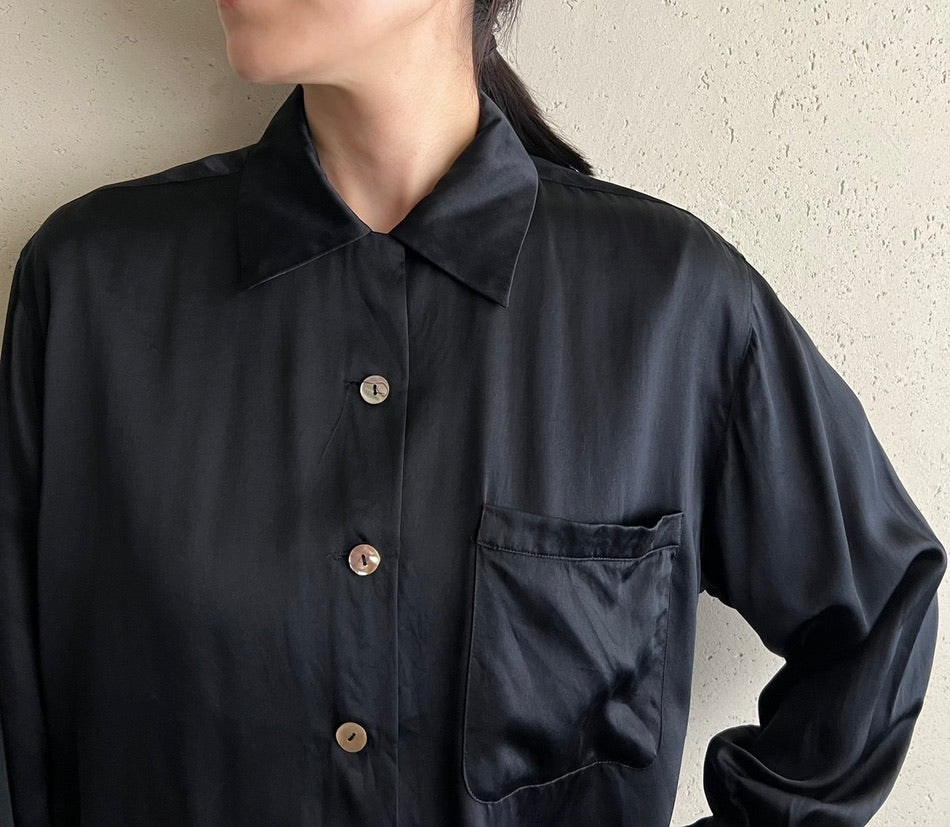 90s Black Silk Shirt