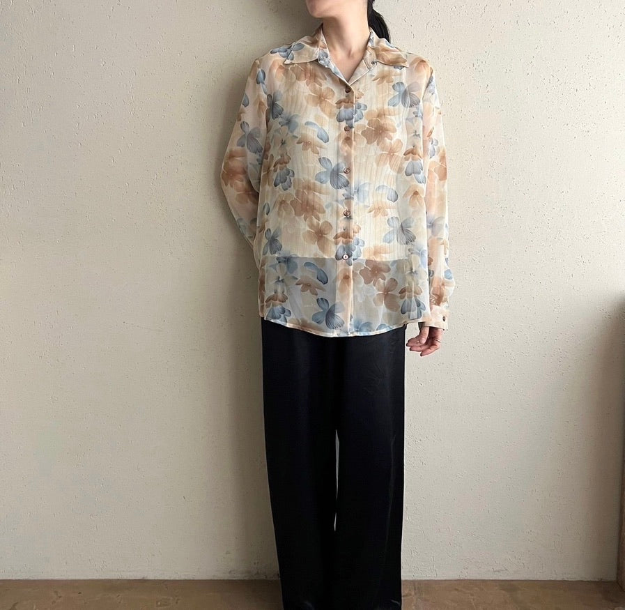 90s Printed Sheer Shirt