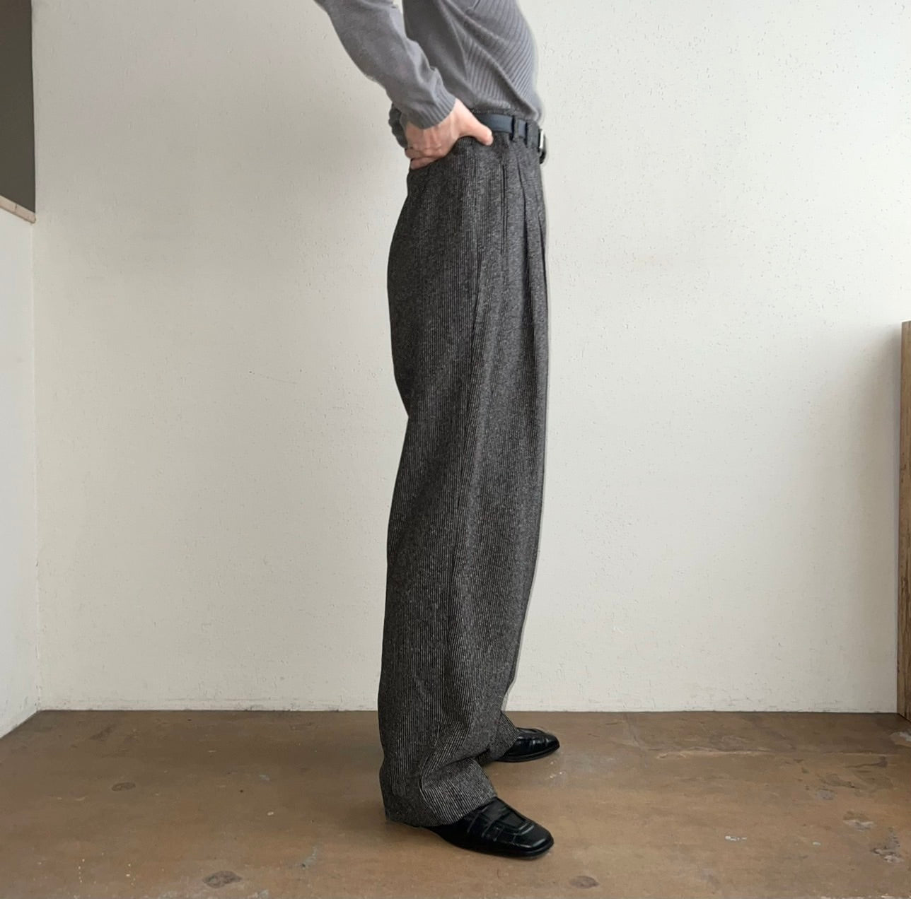 90s "AKA Eddie Bauer" Silk wool Mix Wide Pants