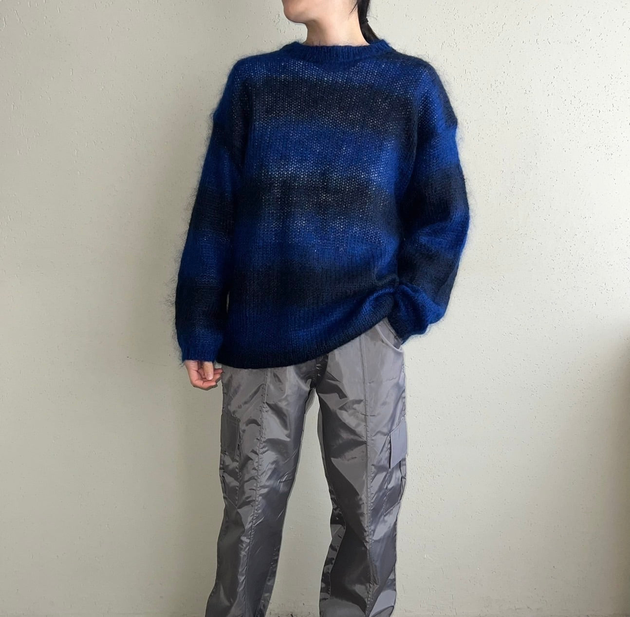 90s Black x Blue Mohair Knit