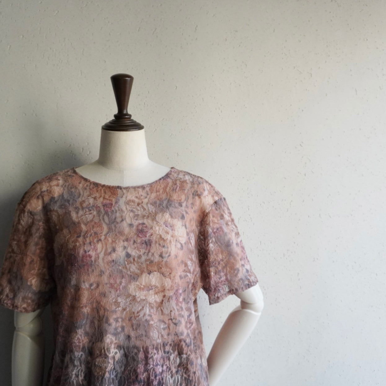 90s Lace Design Sheer Top
