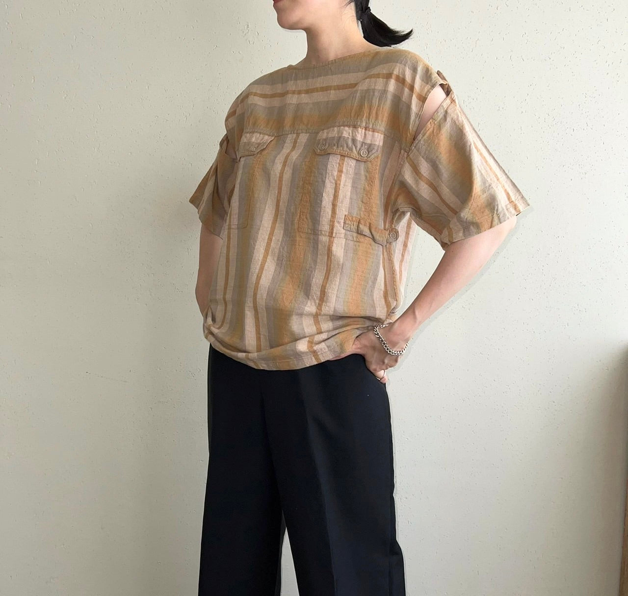 90s EURO Striped Blouse