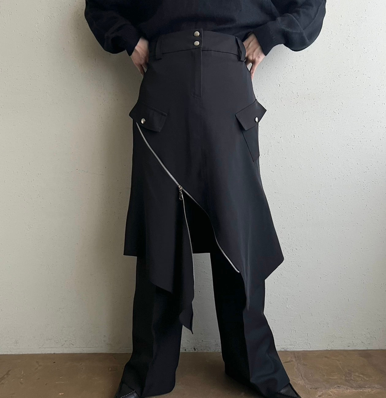 90s Zipped Design Skirt Made in France