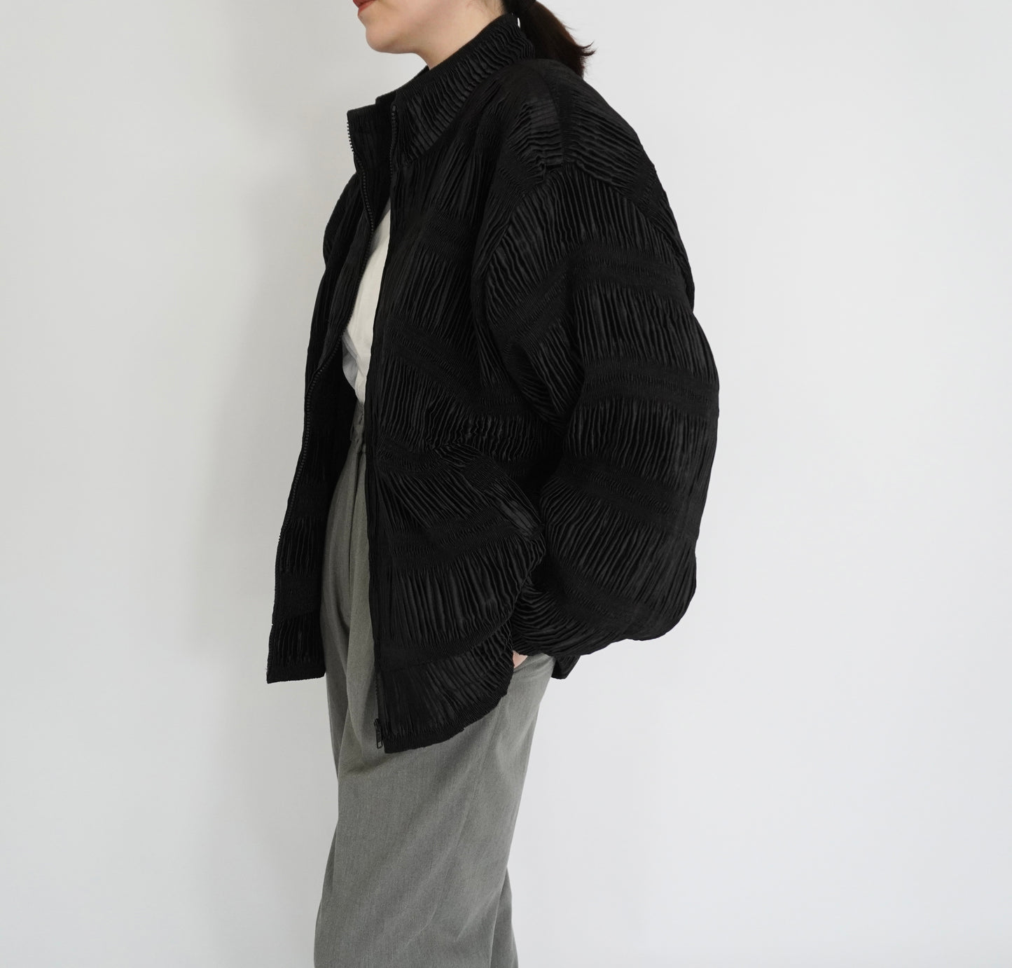 90s Black Pleat Jacket