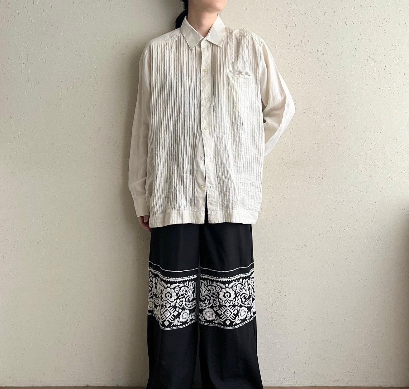 90s Pleated Design Shirt