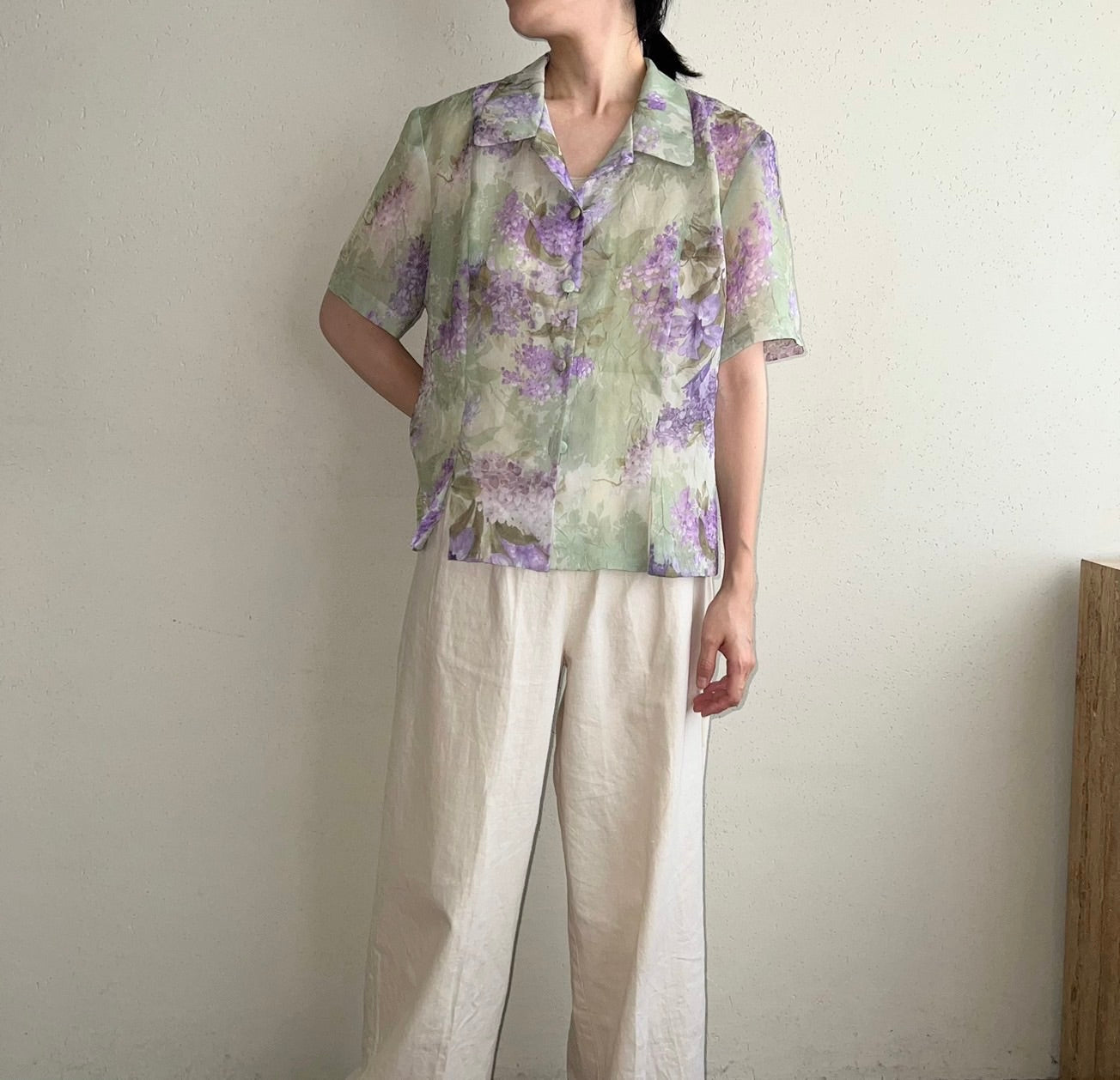 90s Printed Sheer Shirt