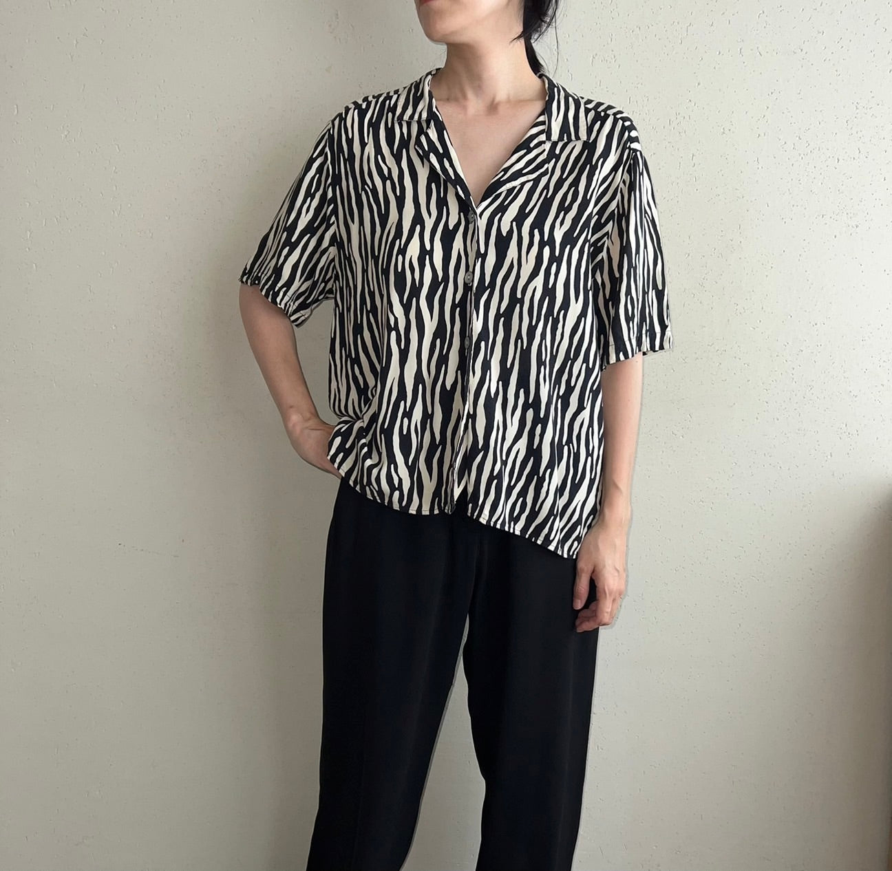90s Rayon Pattern Printed Shirt