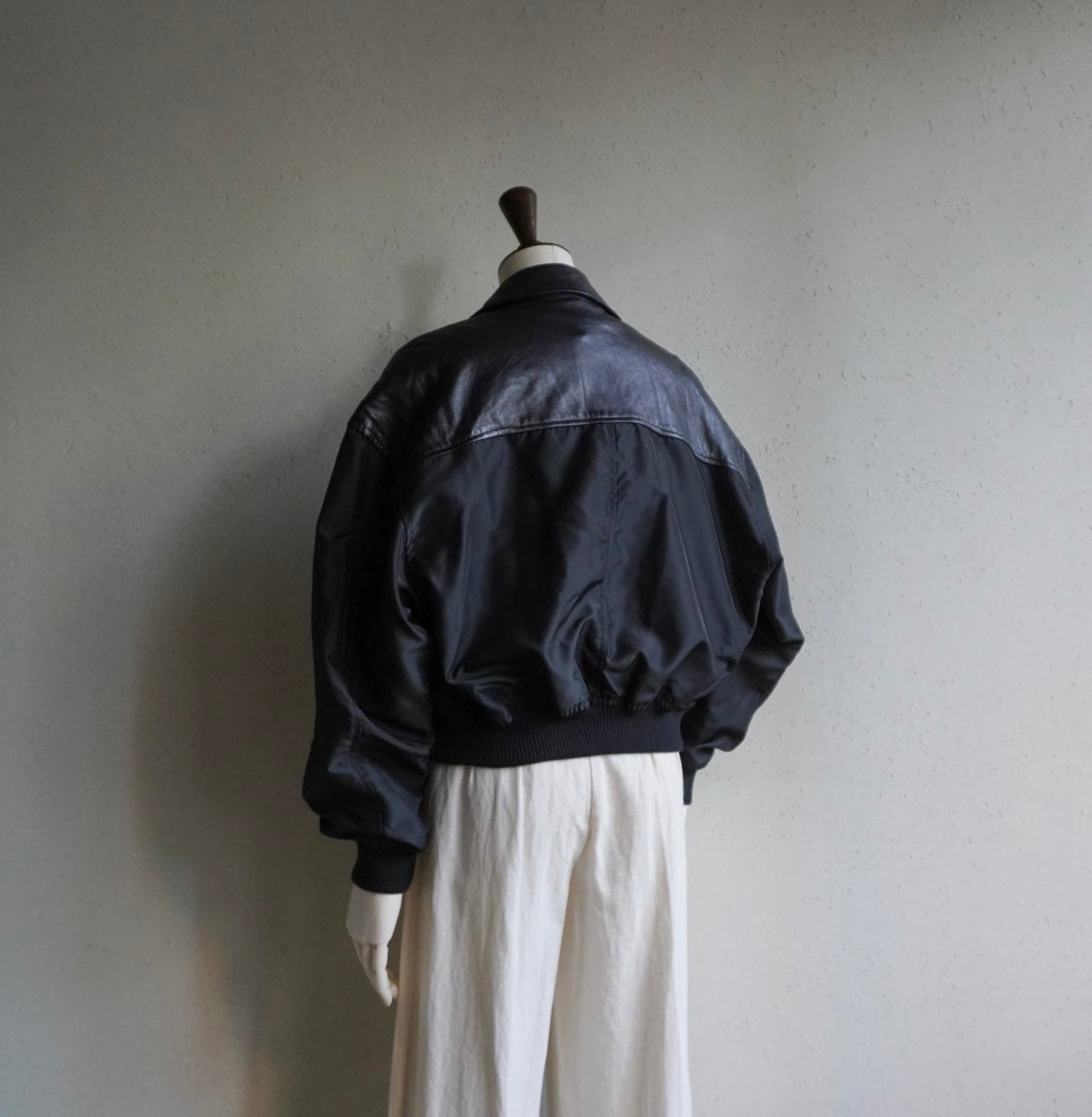 90s Nylon×Leather Jacket Made in USA