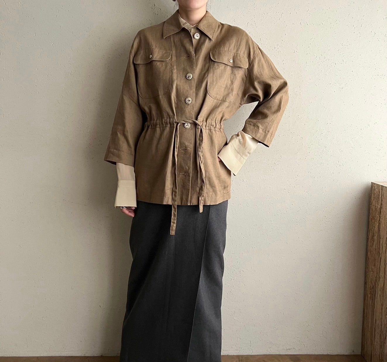 90s Linen Belted Jacket