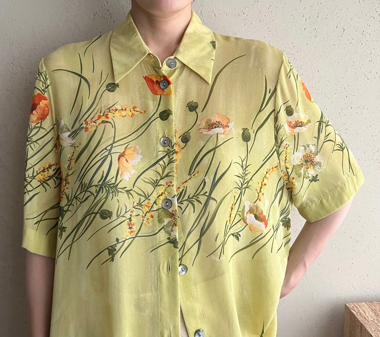 90s EURO Printed Sheer Shirt