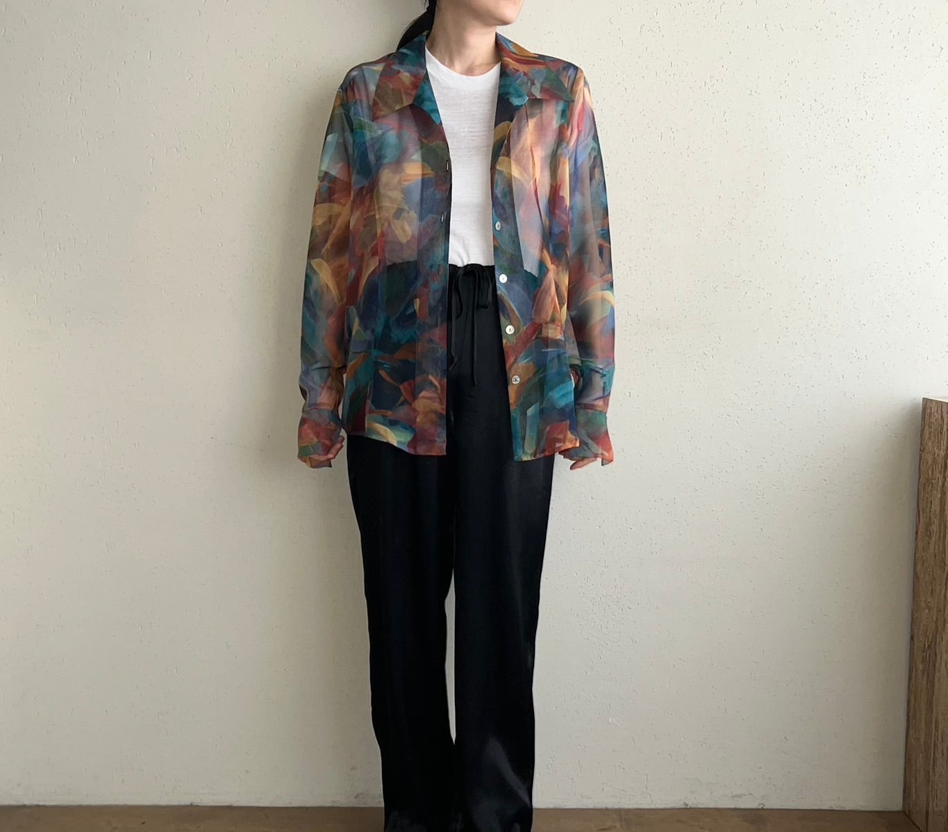90s Printed Sheer Shirt Made in USA