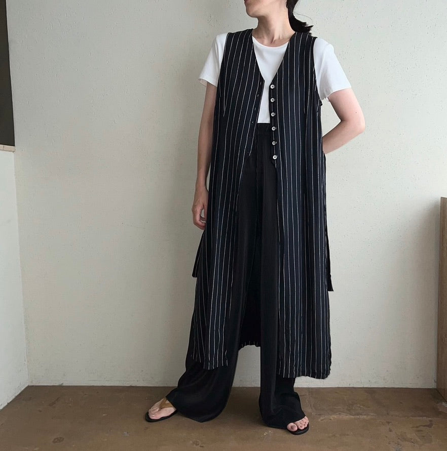 90s Striped Long Vest,Dress