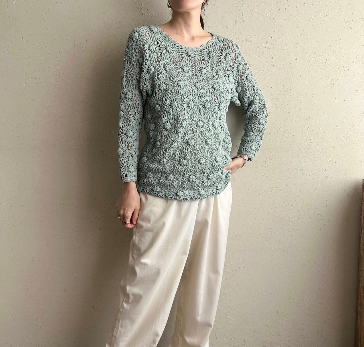 90s Silk Crochet Top