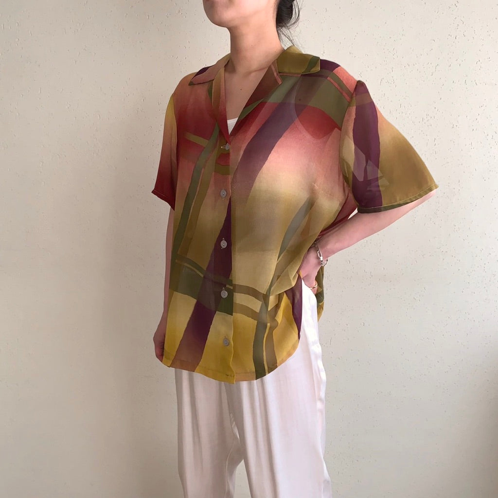 90s Sheer Printed Blouse Made in Italy