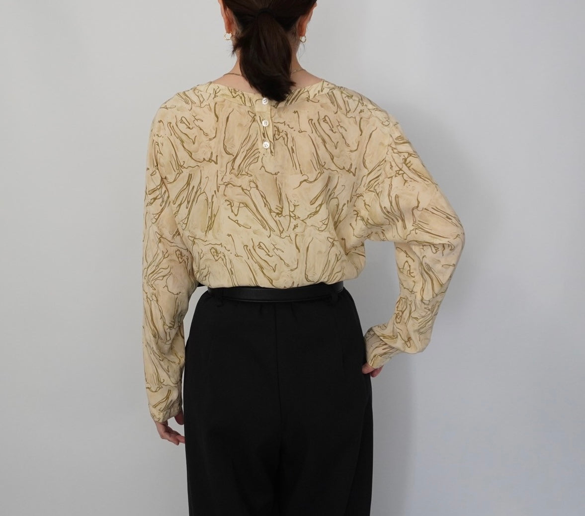 80s Silk Pattern Blouse