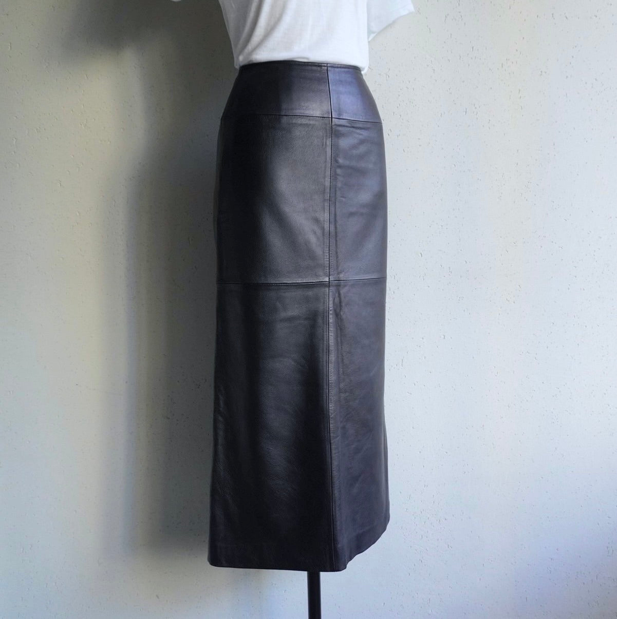 90s Black Leather Skirt