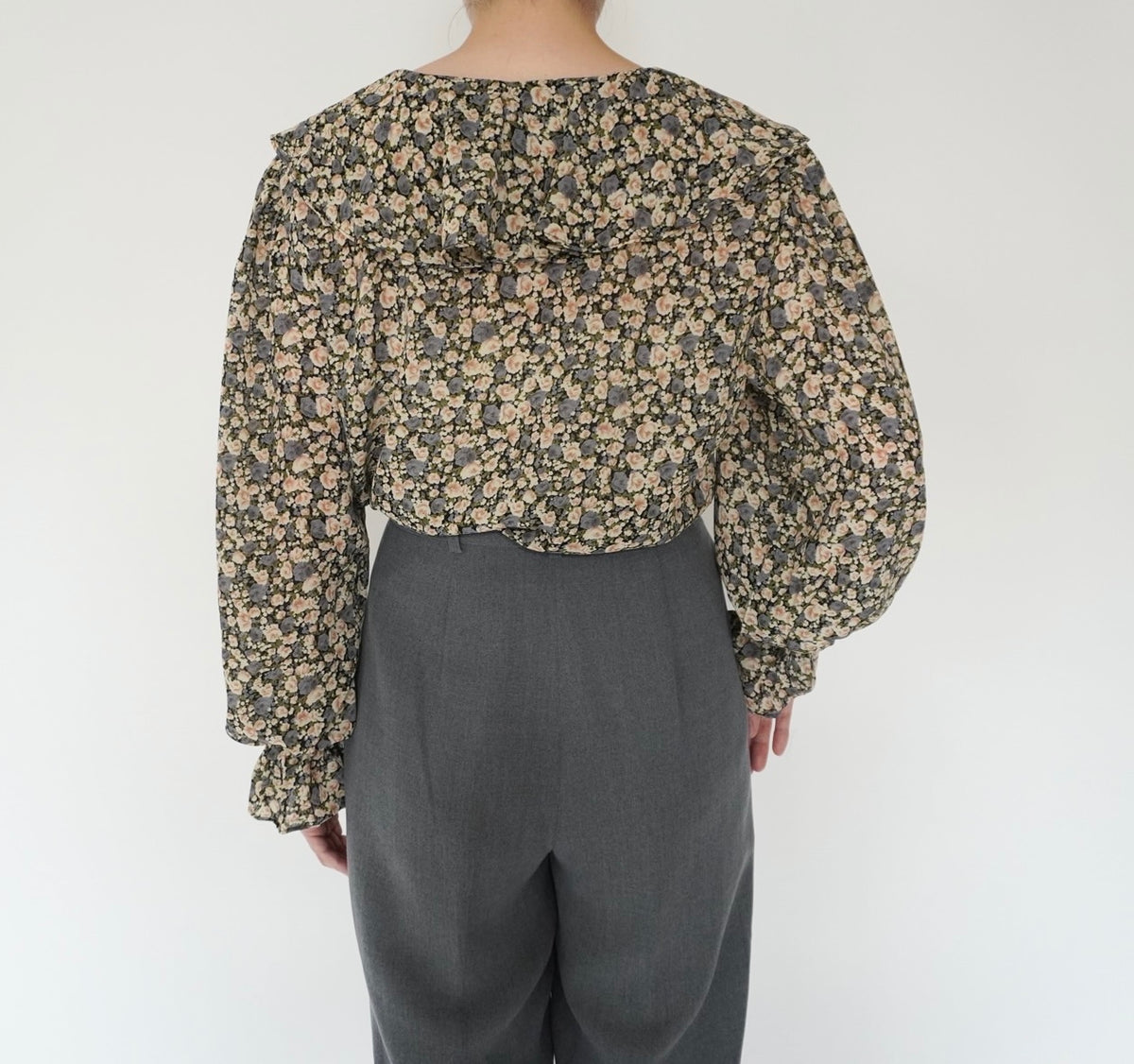 90s Flower Ruffle Blouse Made in USA