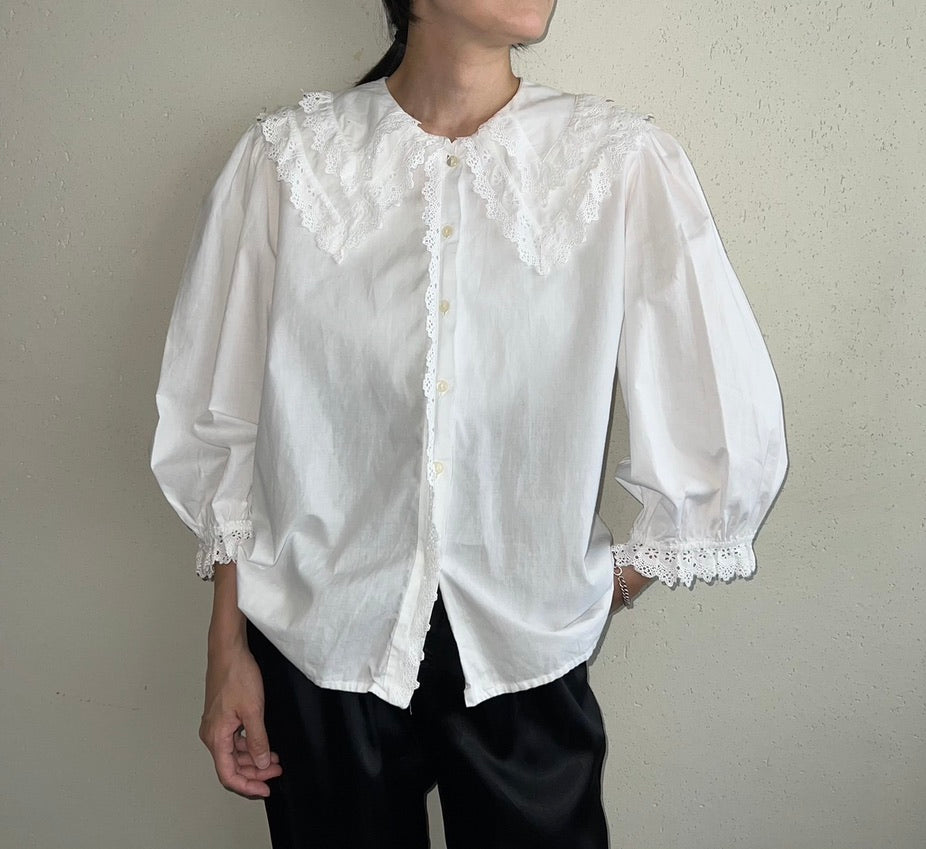90s Cotton Lace Blouse Made in Austria