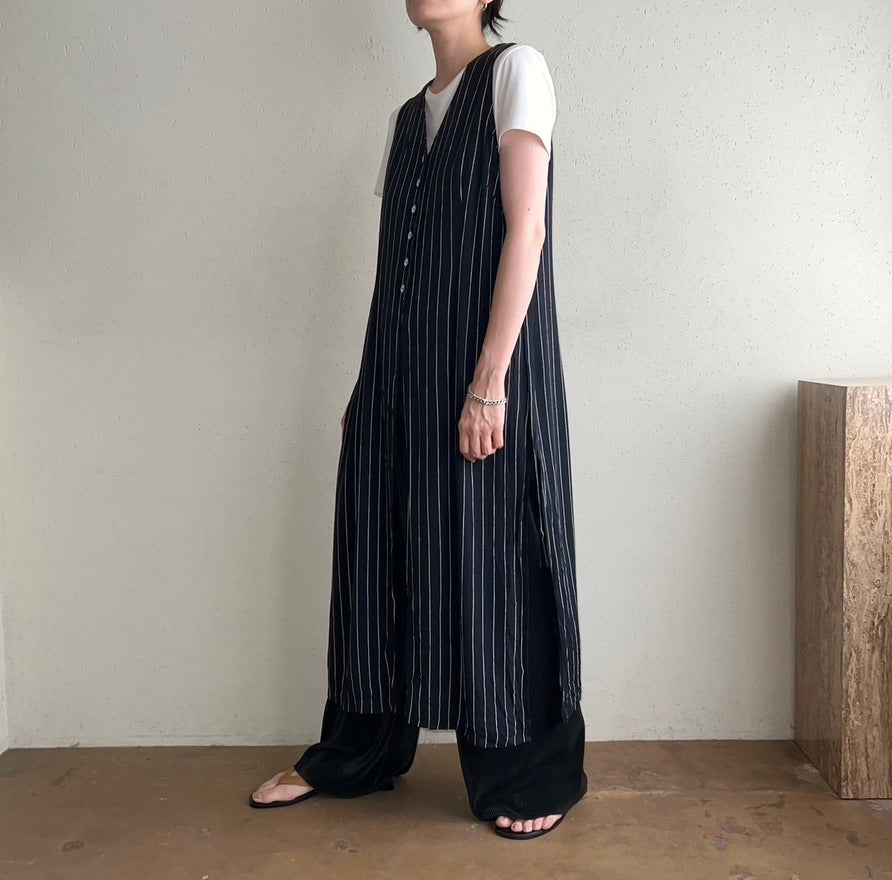 90s Striped Long Vest,Dress