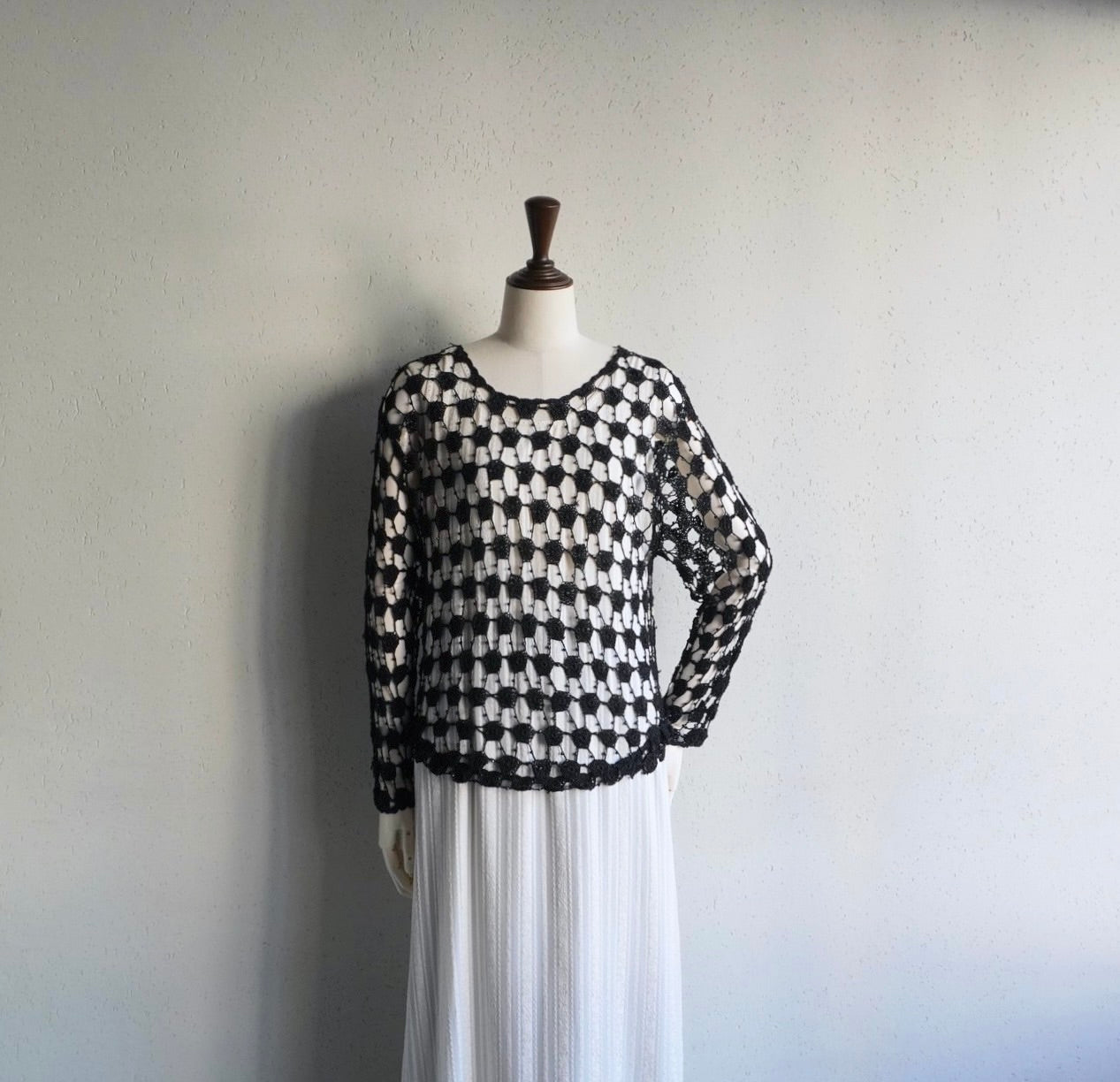 80s Black Crochet Top