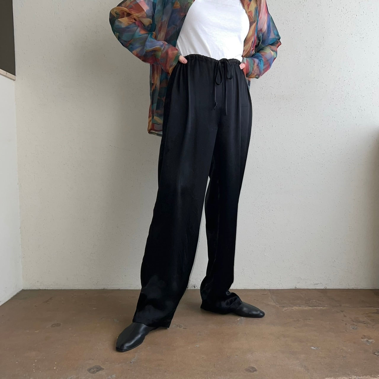 90s Black Satin Pants Made in USA