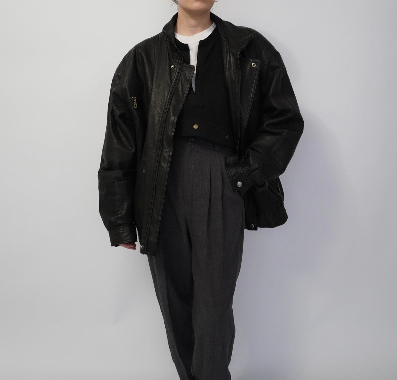 80s Black Leather Jacket