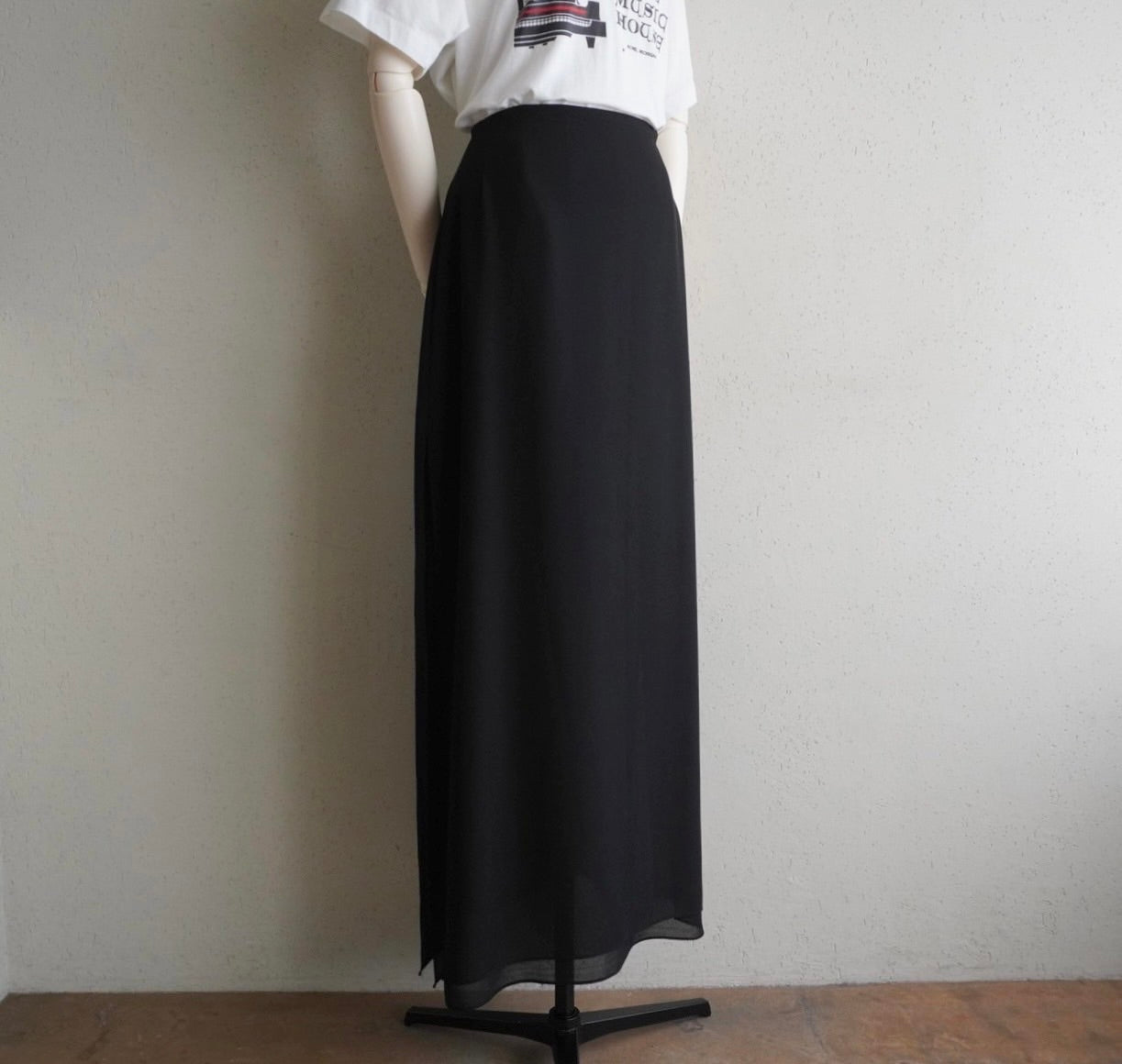 90s Black Slit Design Skirt