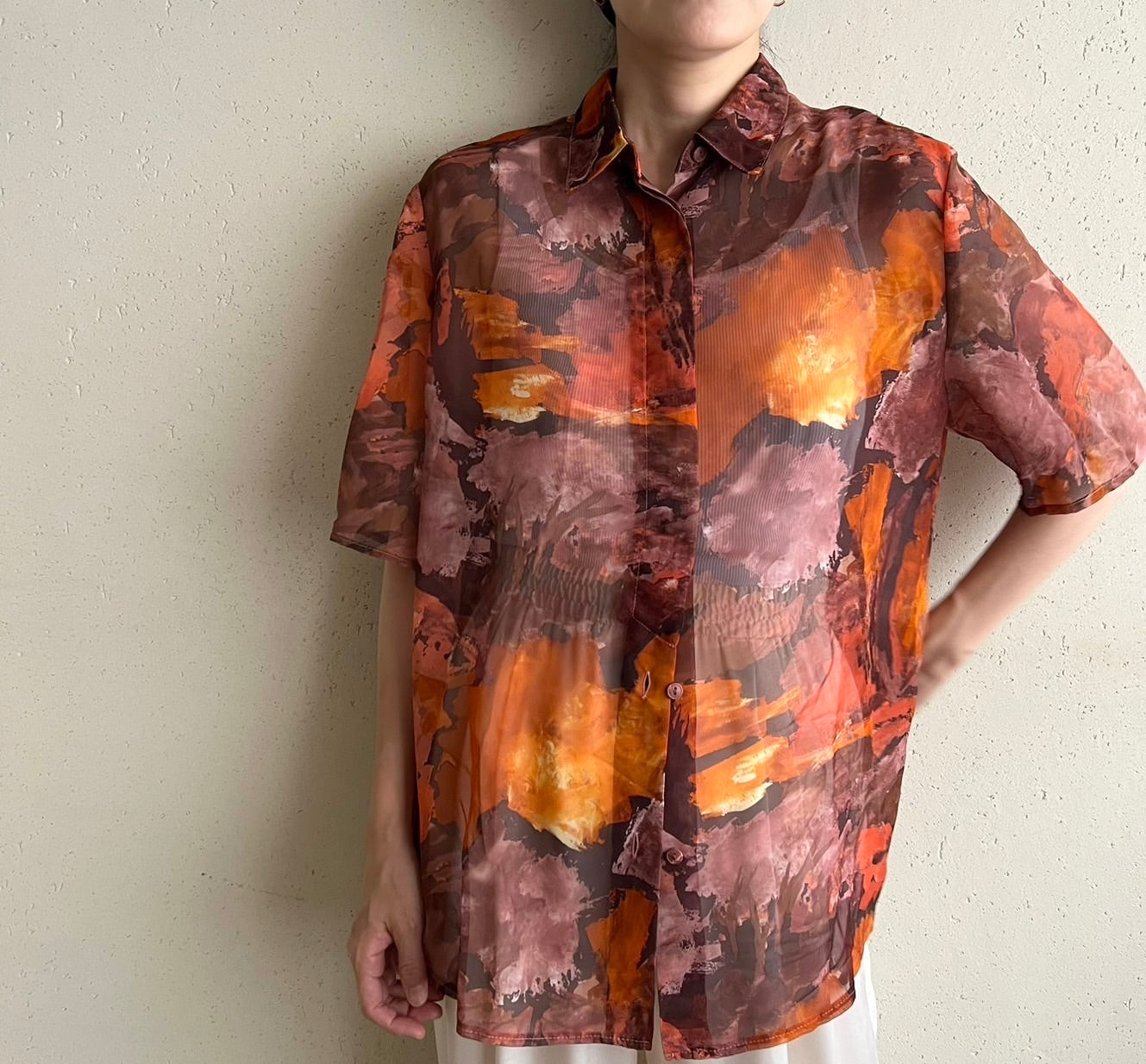90s Printed Sheer Shirt