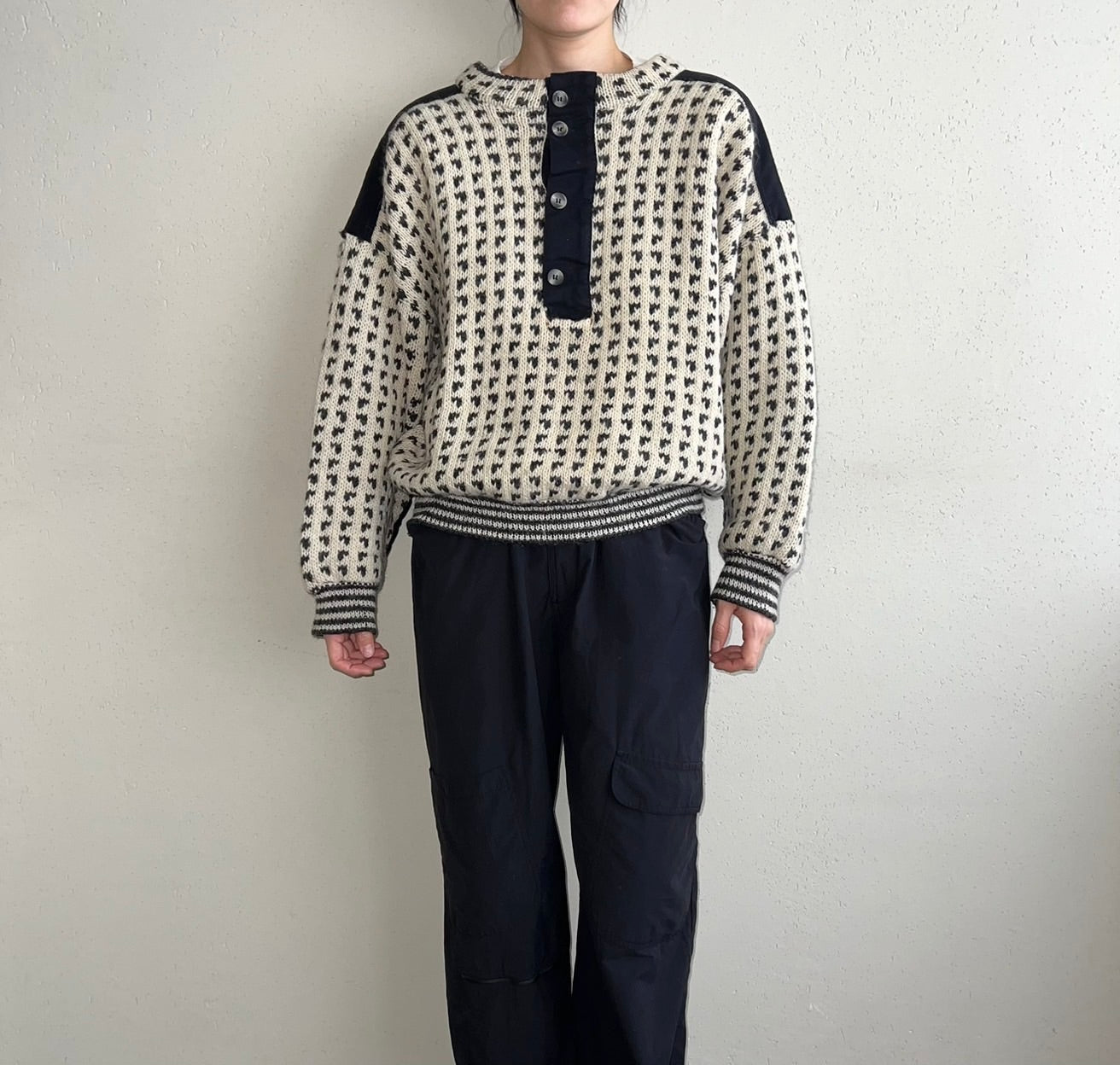 80s Black x White Knit Made in Norway