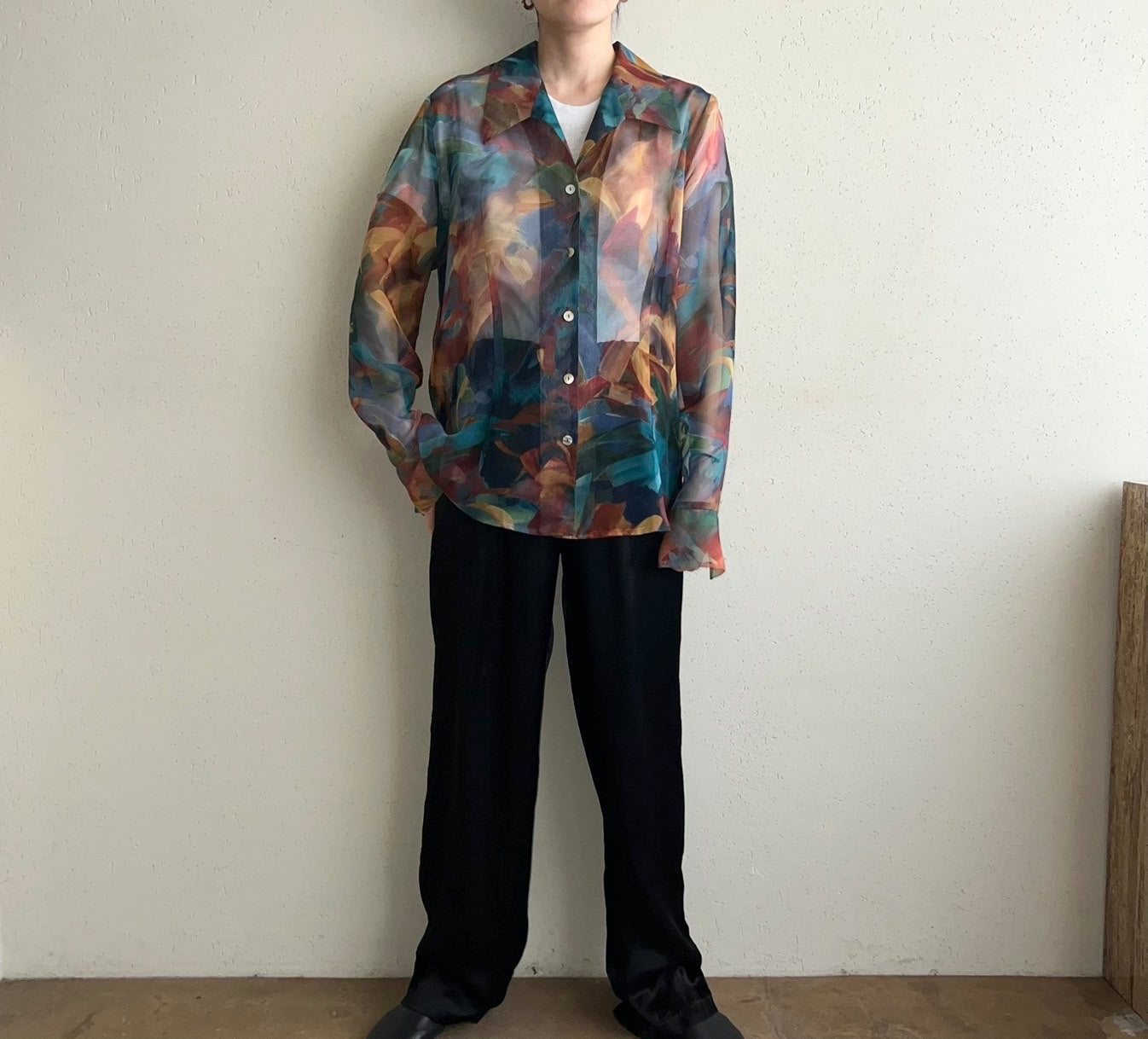90s Printed Sheer Shirt Made in USA