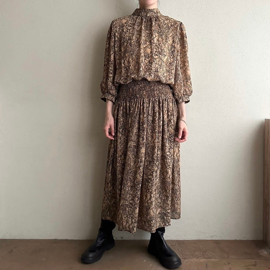 80s Printed Dress Made in USA
