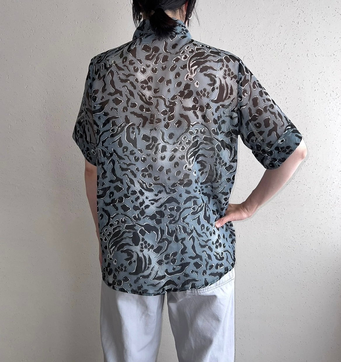 90s Sheer Pattern Printed Shirt