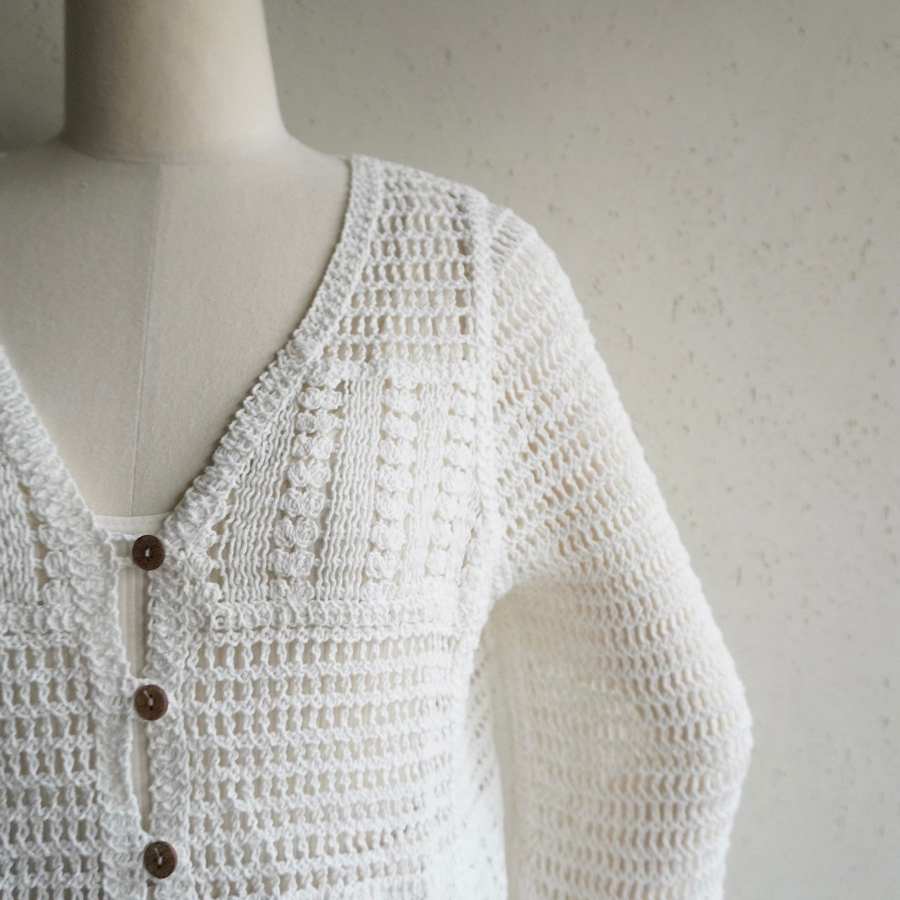 90s White Crochet Cardigan