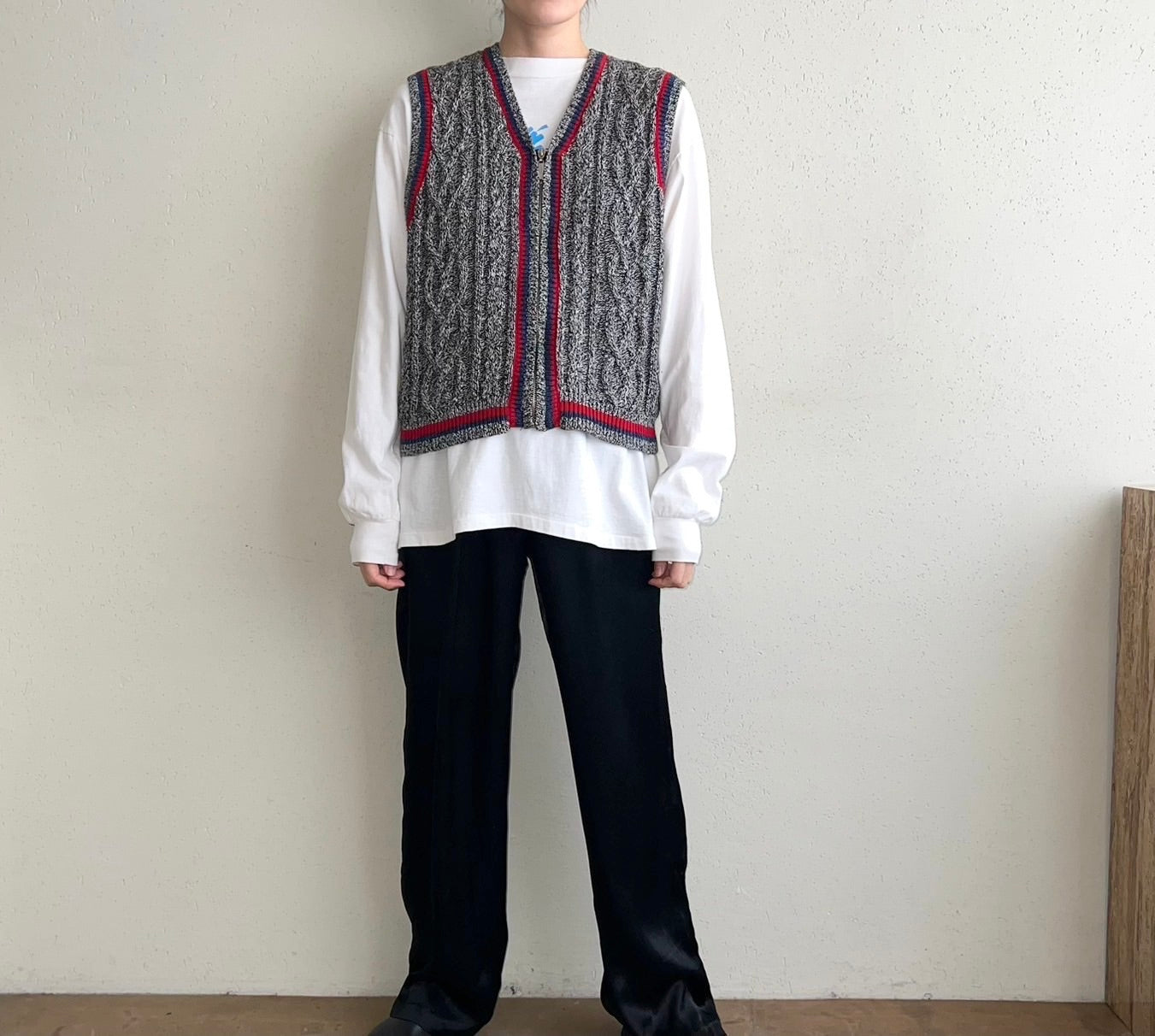 90s Zipped Cotton Knit Vest