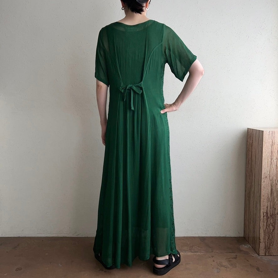 90s Sheer Embroidery Maxi Dress