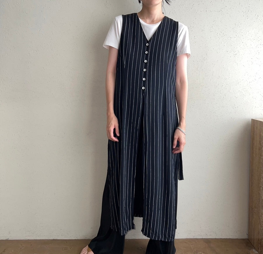 90s Striped Long Vest,Dress