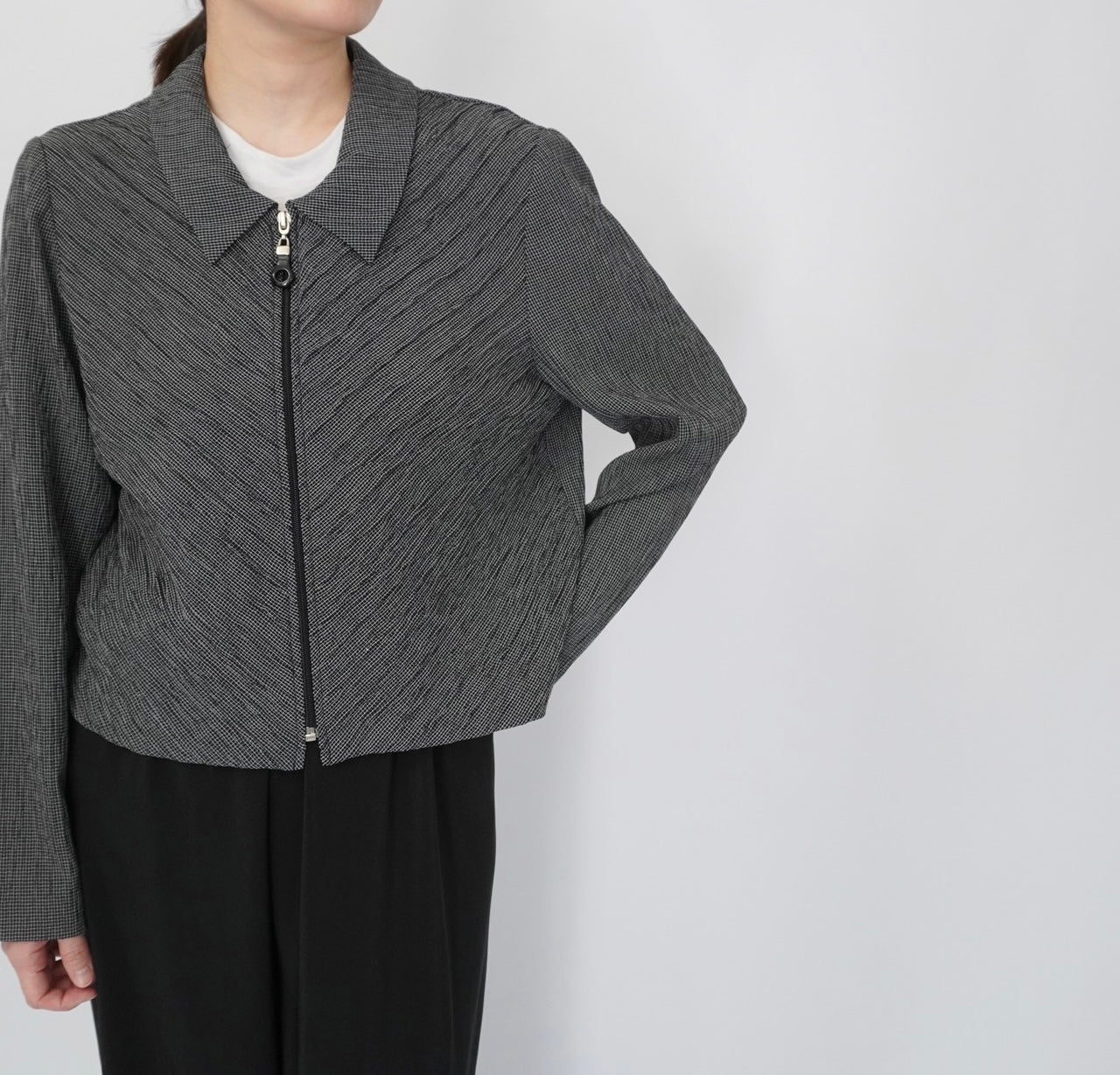 90s Pleat Zip Shirt,Jacket