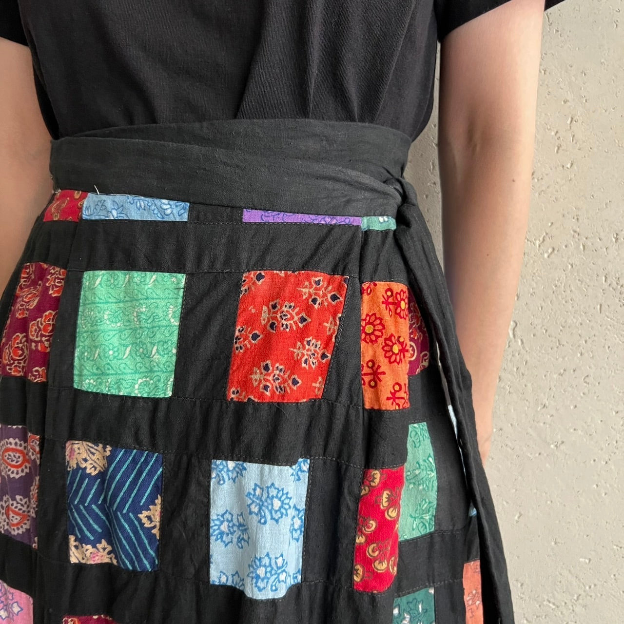 70s Patchwork Wrap Skirt